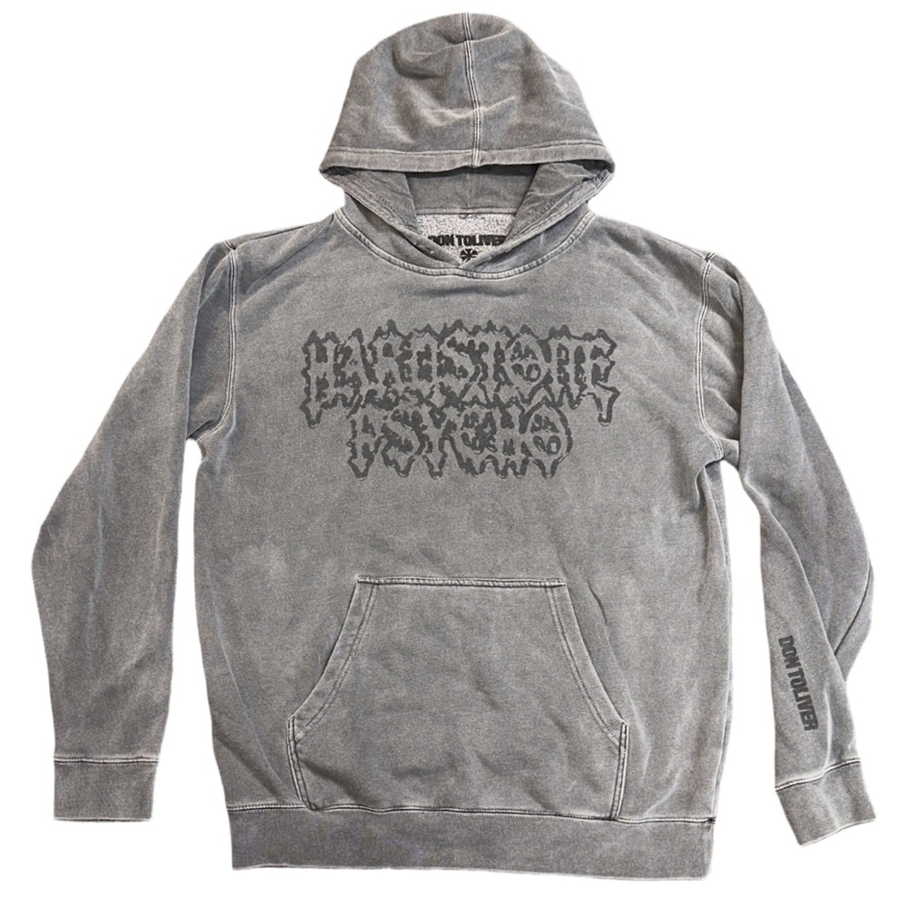DON TOLIVER men's faded grey + black hardstone psycho graphic hoodie, L.
